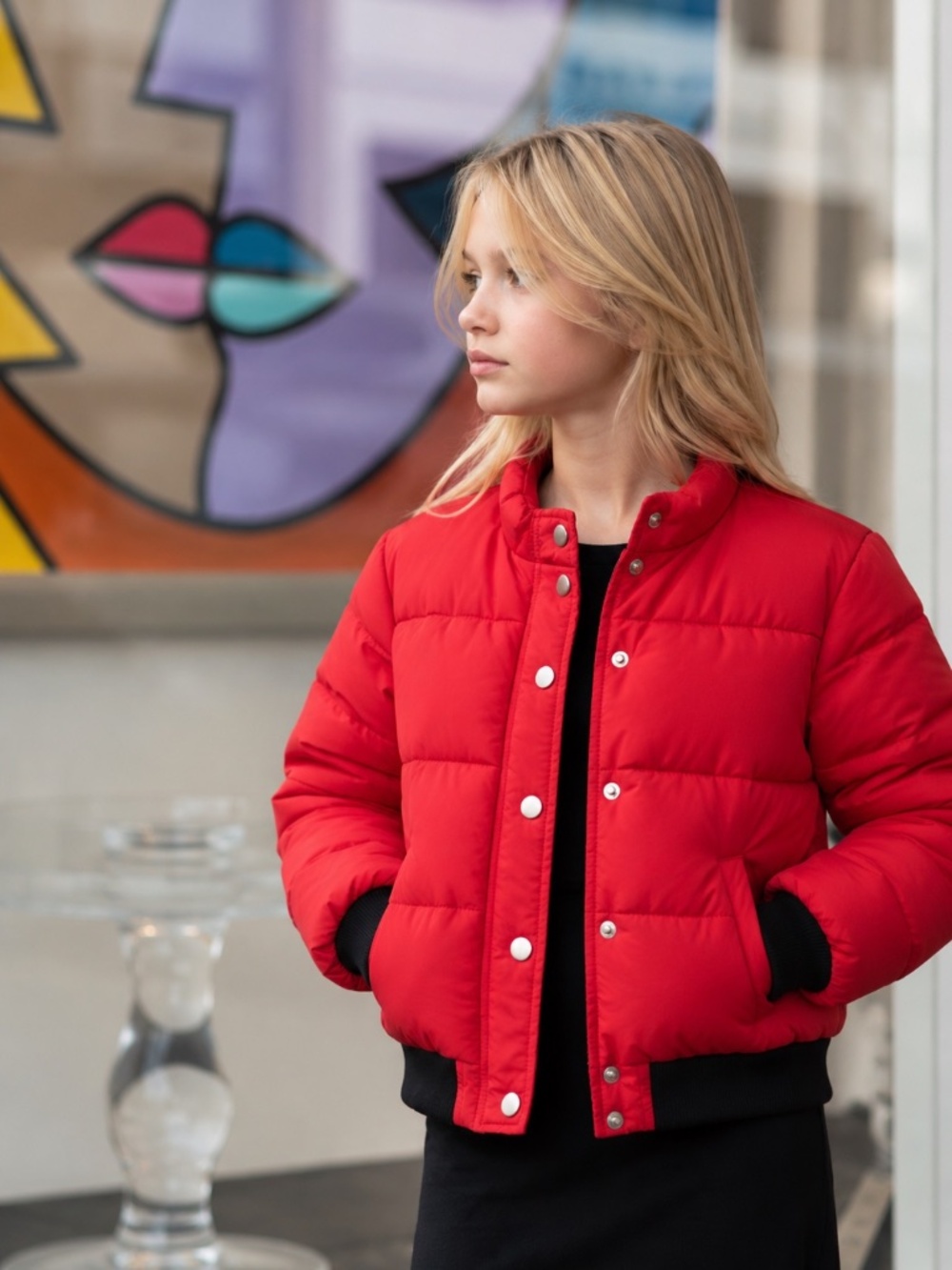 Forever 21 red puffer jacket